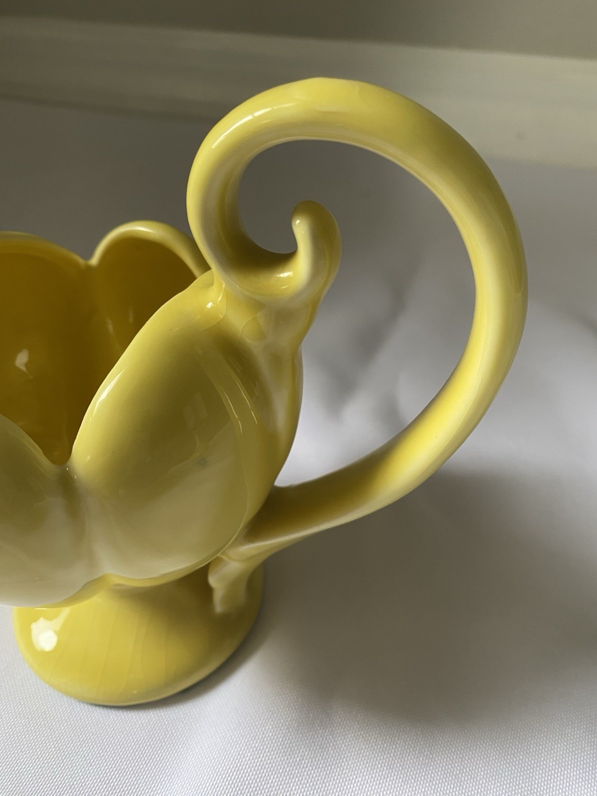 Mid Century Vintage Camark Pottery Small Tulip Vase With Handles Buttery Yellow