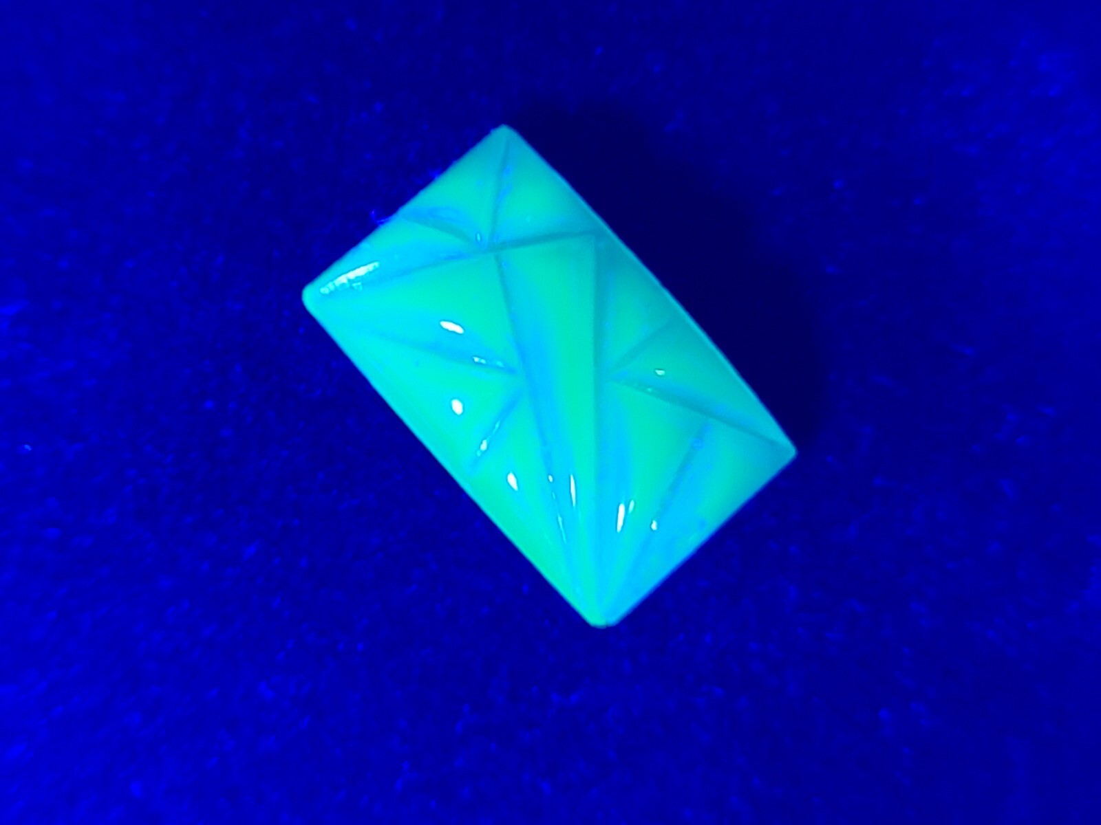 Art Deco Uranium Glass Cabochon 1930s Green Vintage Czech Pressed Glass 12x7mm