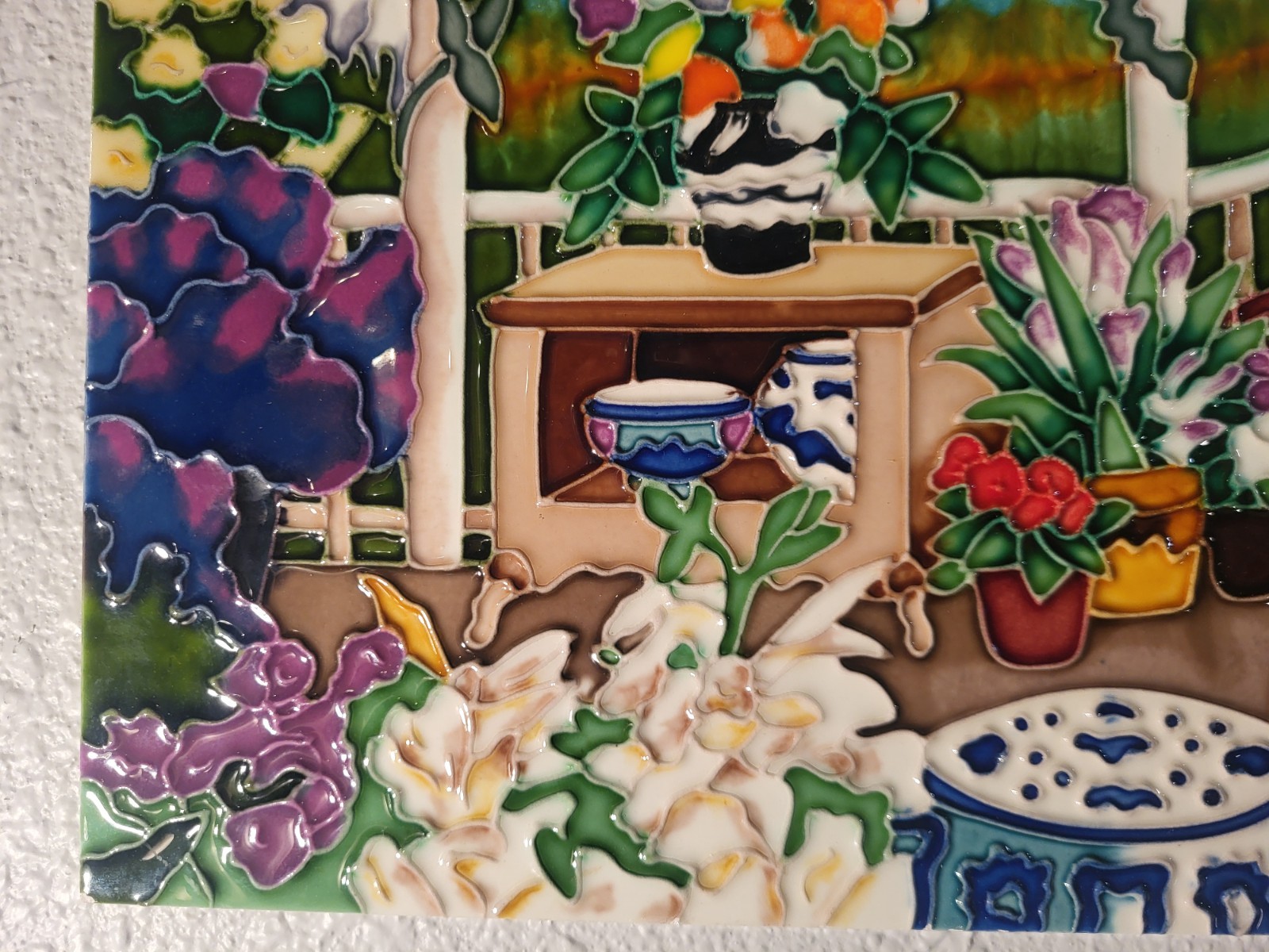 En Vogue – Art on Tiles Hand Painted Decorative Ceramic Tile 11×14 Floral Glossy