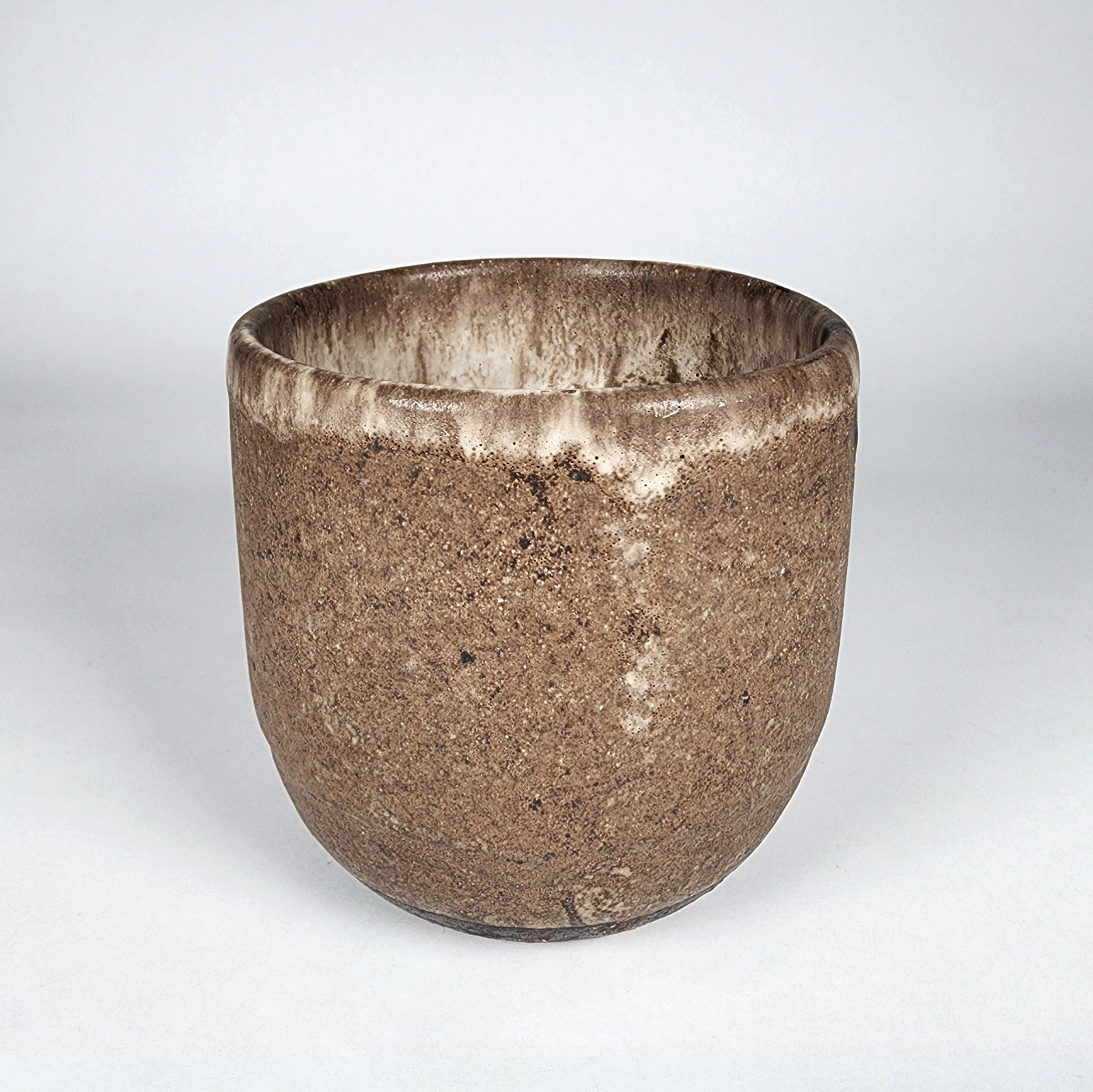 McCartys Pottery Vase Vessel Bowl Nutmeg Brown Cream Mississippi River 4.2″ Tall