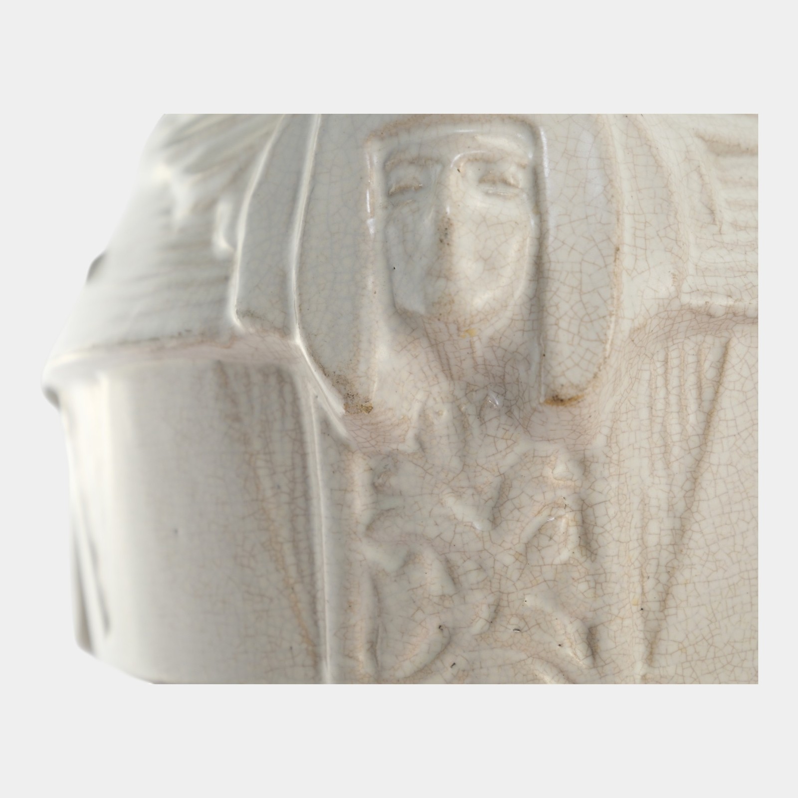 McCoy 1920s Art Deco Egyptian Revival Art Pottery White Sphinx Sand Jar Vase