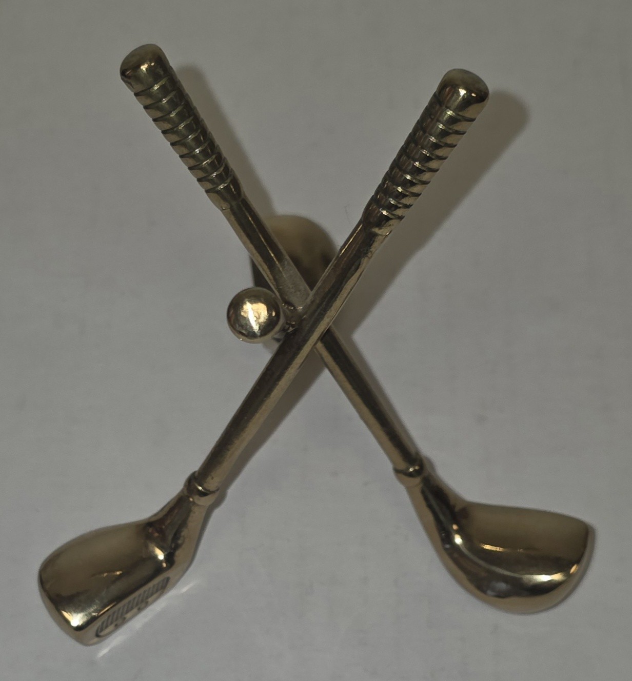 Waterford Golf Ball Paperweight With Brass Tripod Golf Club Sphere Holder