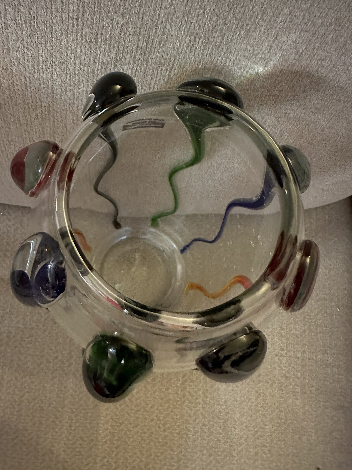 Design Guild Poland Turino Multicolor Hand Blown Heavy Art Glass Vase 11.5″