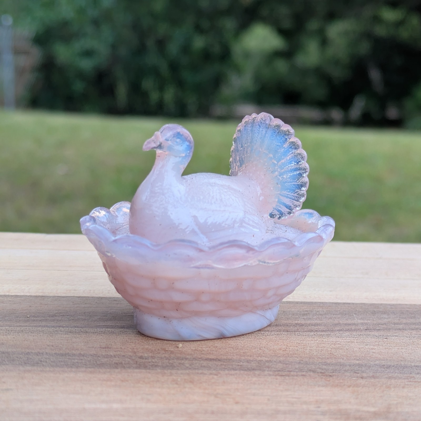 Boyd Crystal Art Glass Turkey Salt / Turkey-on-Nest MIRAGE