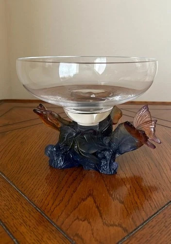 Daum Coupe Papillon Pâte de Verre Crystal Bowl Centerpiece