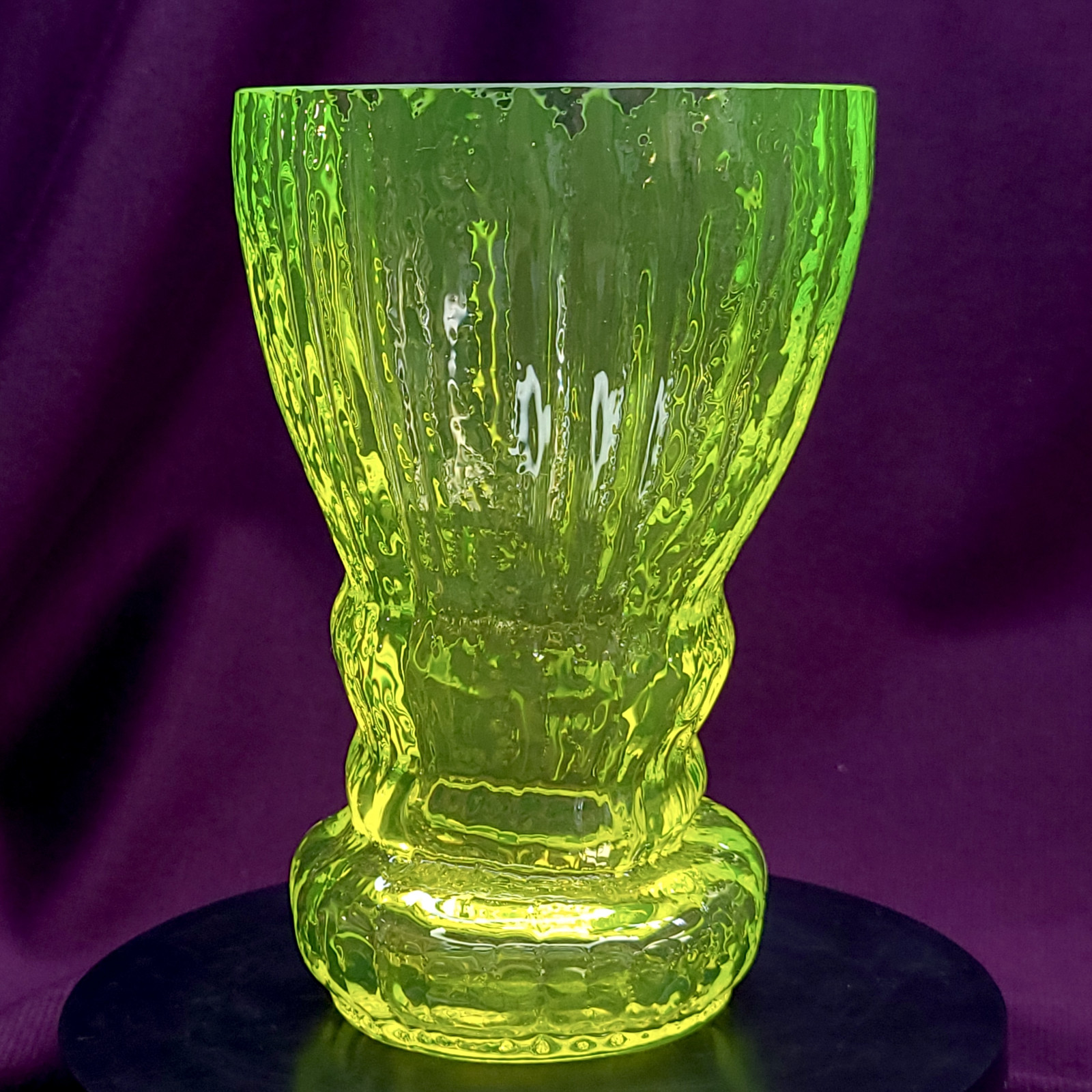 Uranium Yellow Glass Vase Art Glass Collectible Vaseline Glass Vase Art Deco
