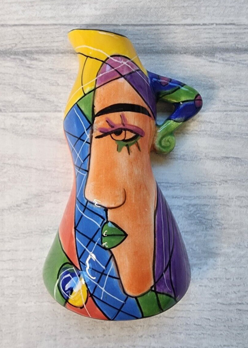 Muzeum miniature magnetic bud vase colorful abstract face art piece