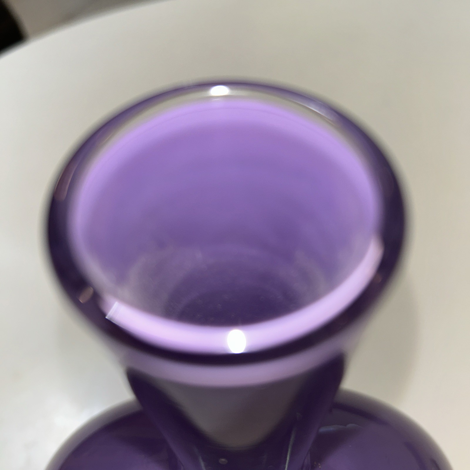 Modern Art Glass Vase Signed SSGS 2005 Purple Blue Moon Cased WOW