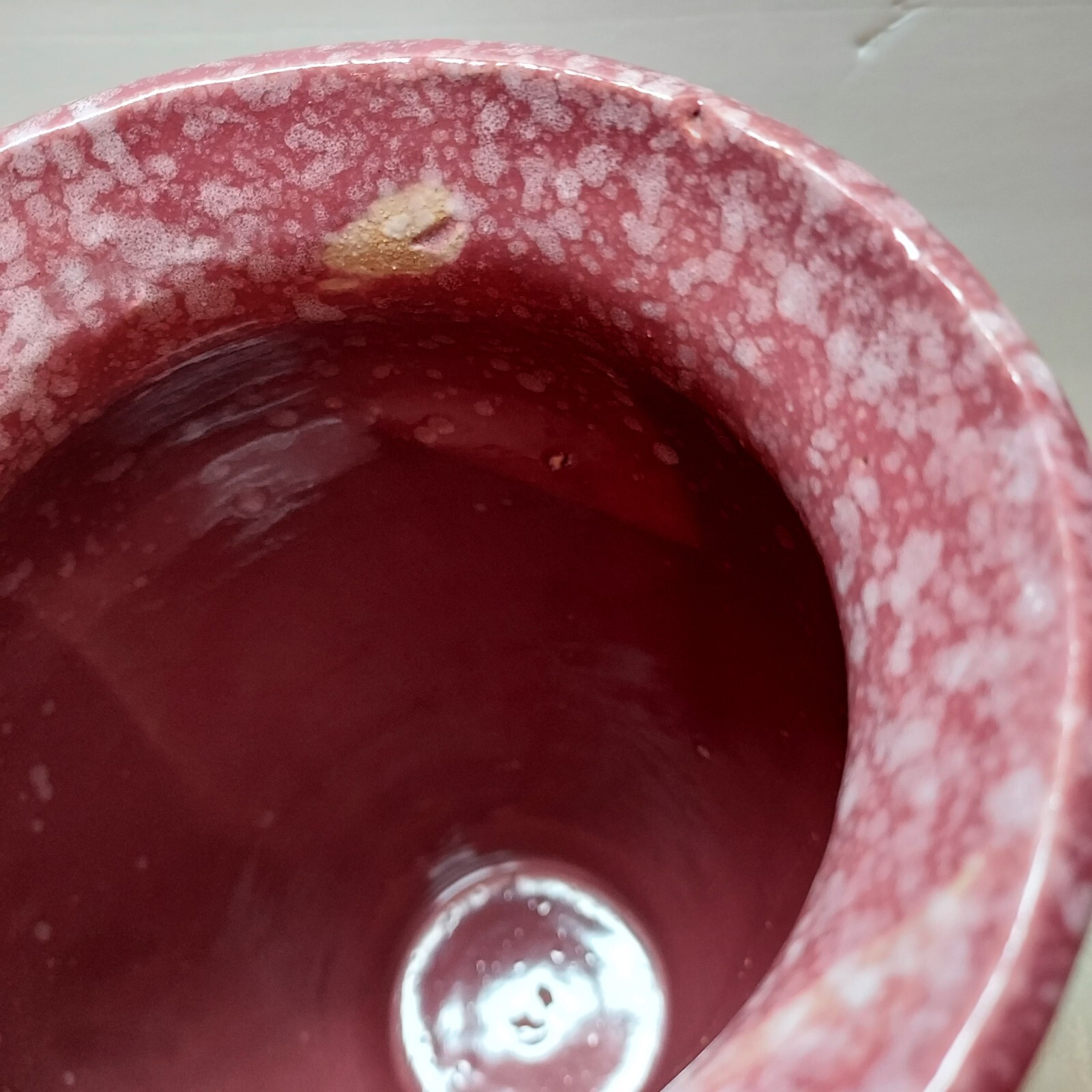 Robinson Ransbottom Spongeware Pink Marbled 2 Handled Vase READ