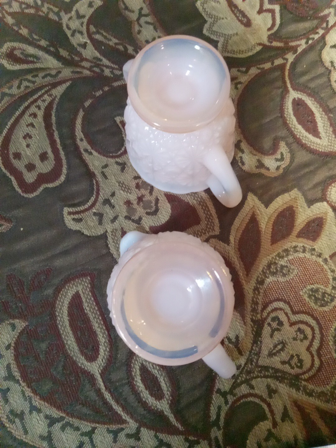 PINK Opalescent Daisy & Button/Cream & Sugar Degenhart Glass