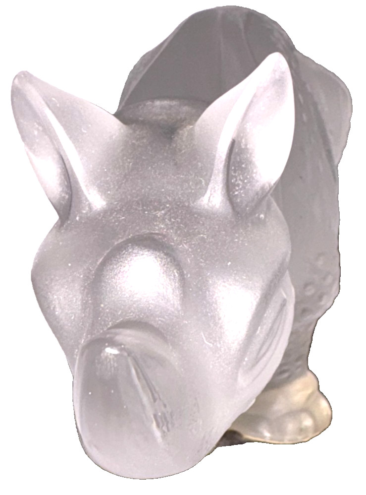 Lalique Crystal Toba Rhino on Black Plinth