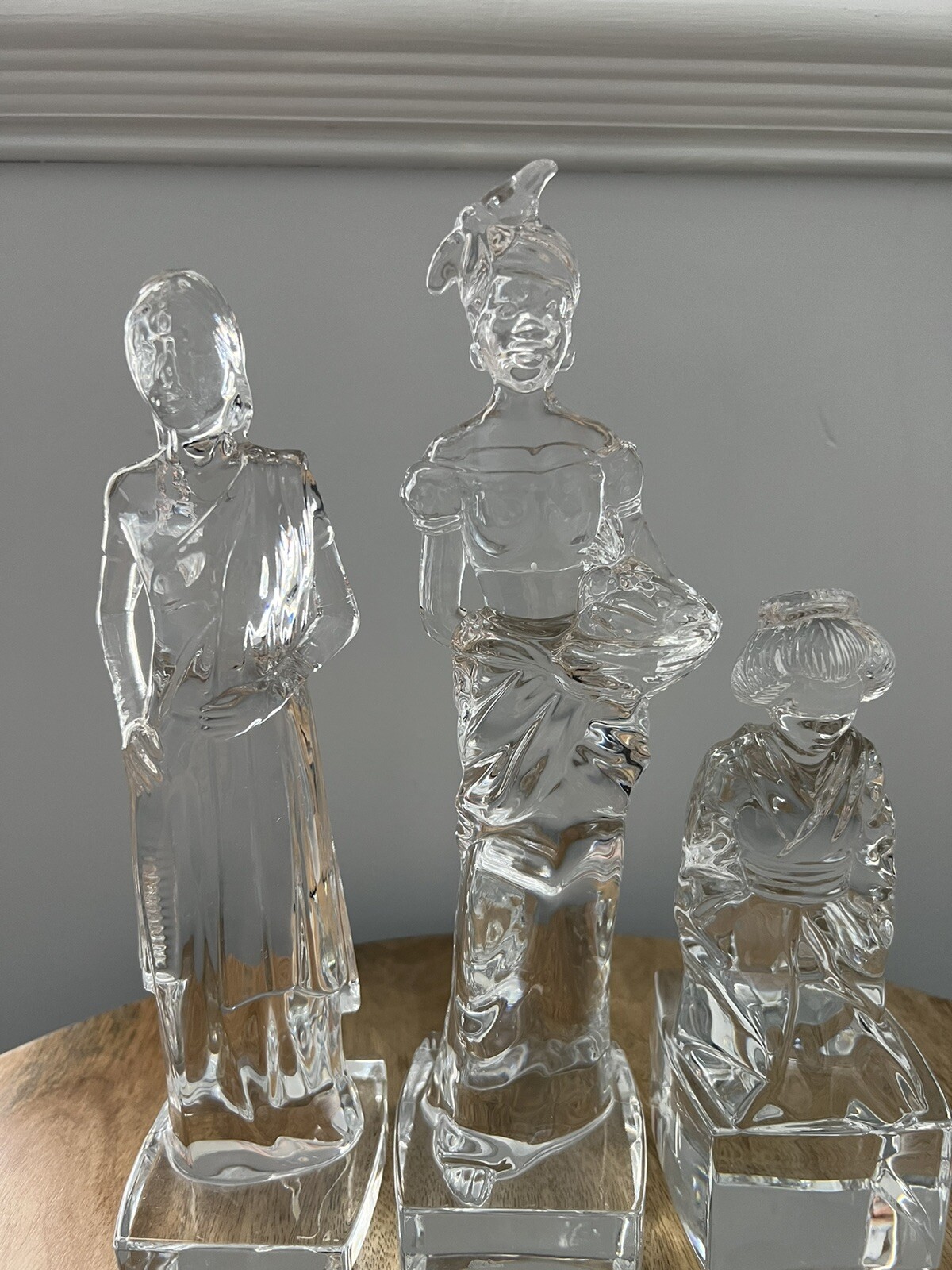 Set Of 3 Crystal D’Arques Paris Woman, Standing Lady And Geisha Figurine Statue