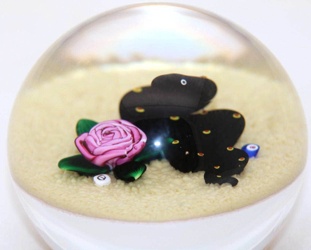 OUTSTANDING Ray & Bob BANFORD Collab Snake & Crimped ROSE Art Glass PAPERWEIGHT