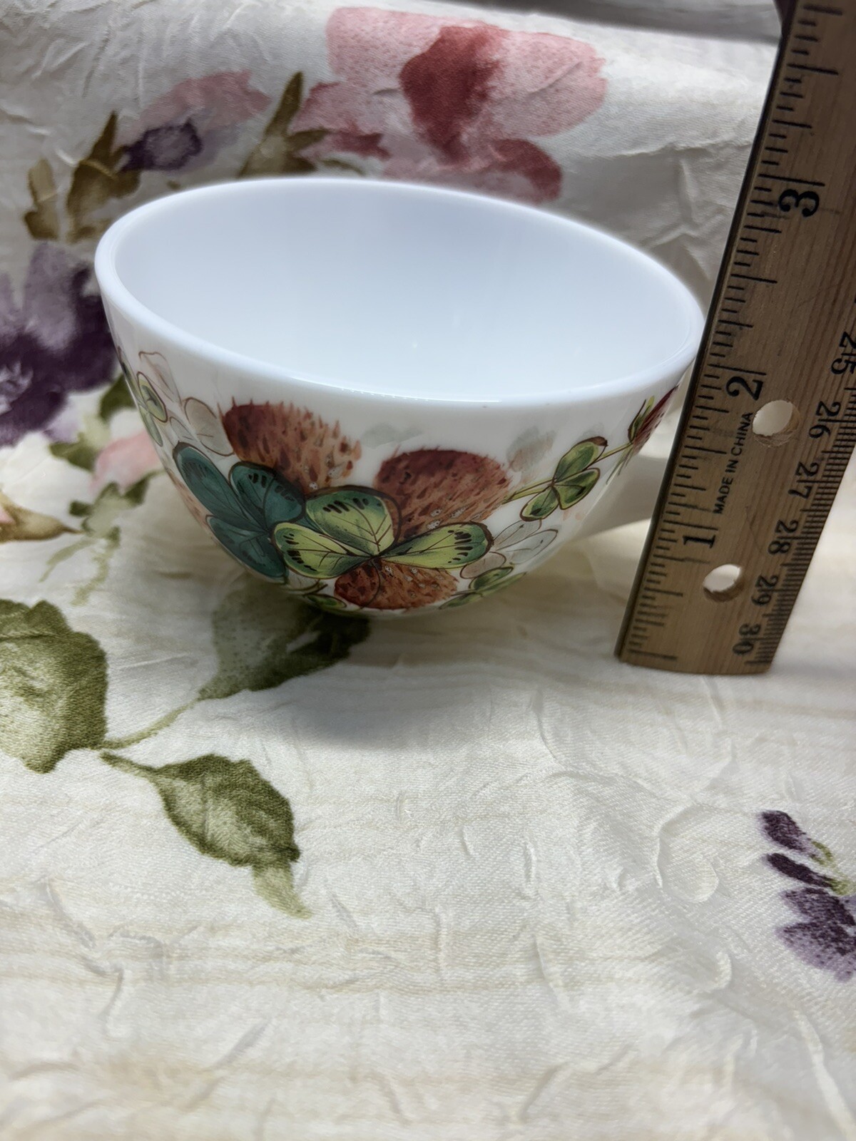 Vintage Westmoreland Beaded Edge Clover Flower/ Leaf Cup/saucer/salad Plate