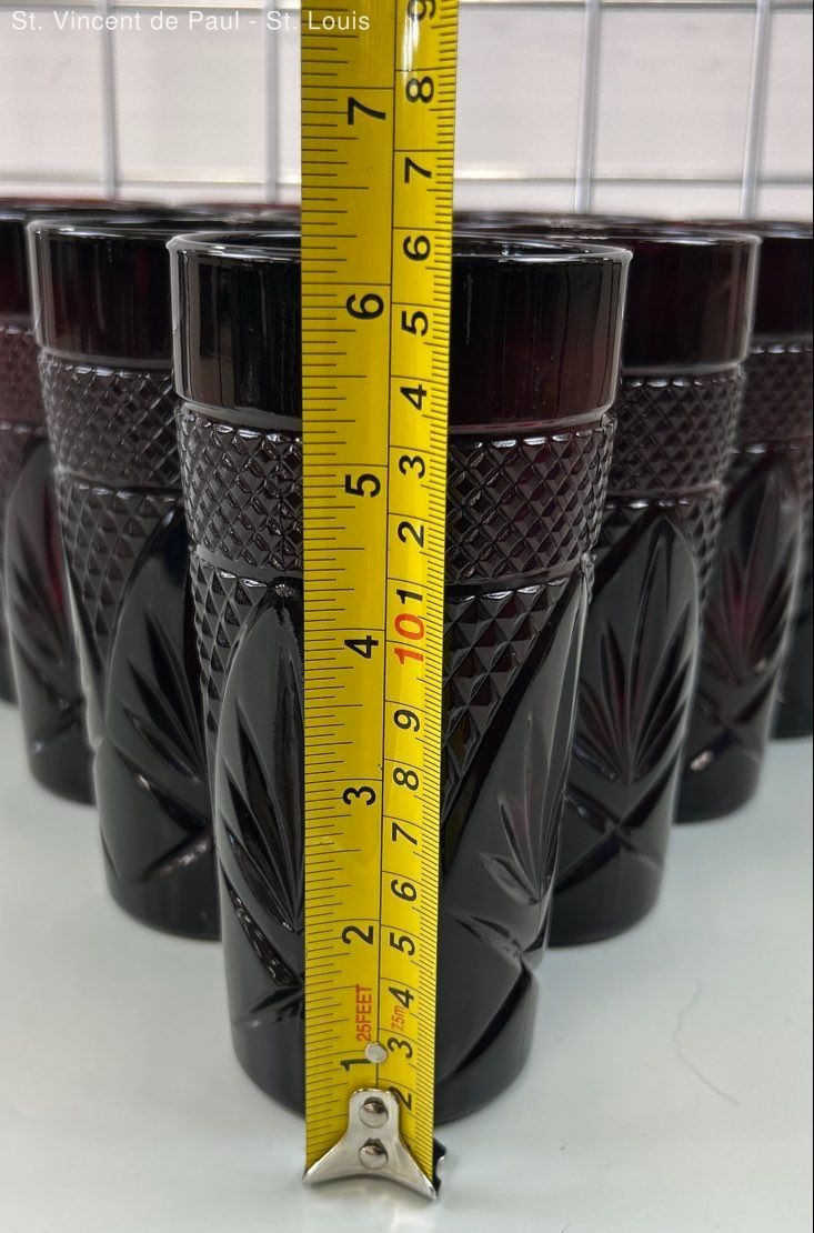 10 Vintage Luminarc Cristal D’Arques-Durand Antique Ruby Tumbler Glasses France