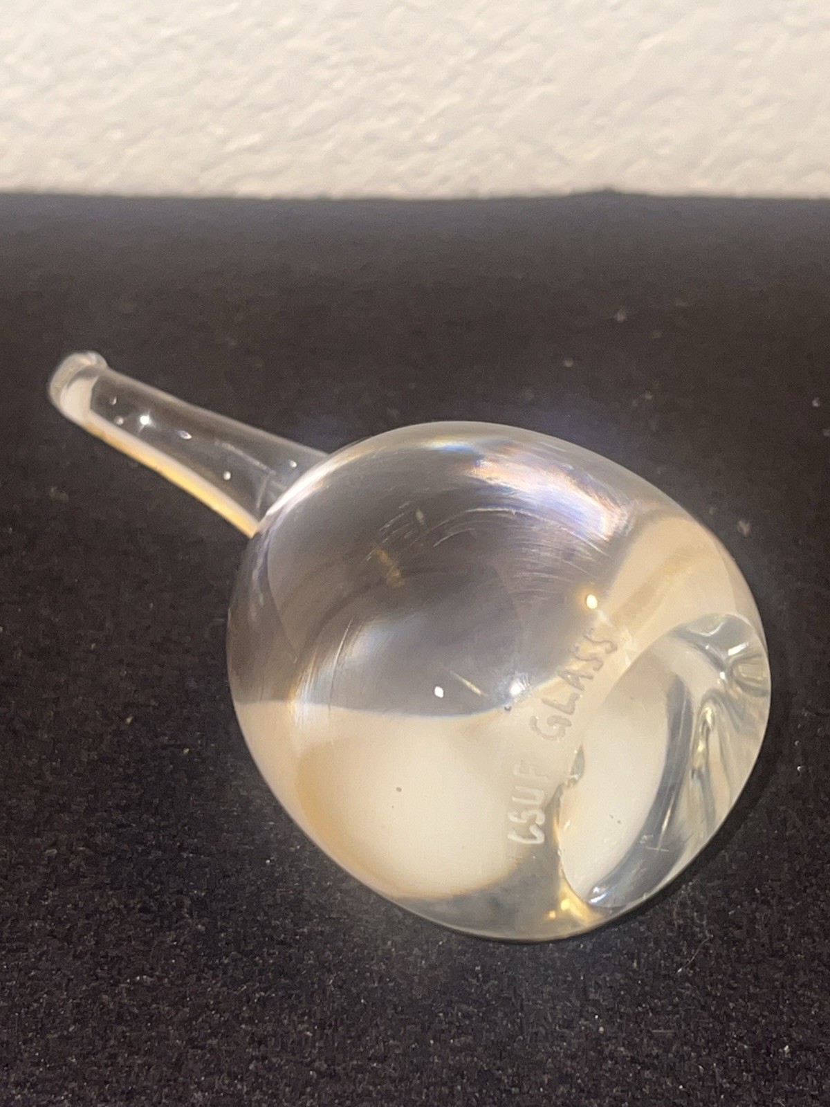 Clear Art Glass Crystal Elephant Modernist Figurine Paperweight 5.5” Signed