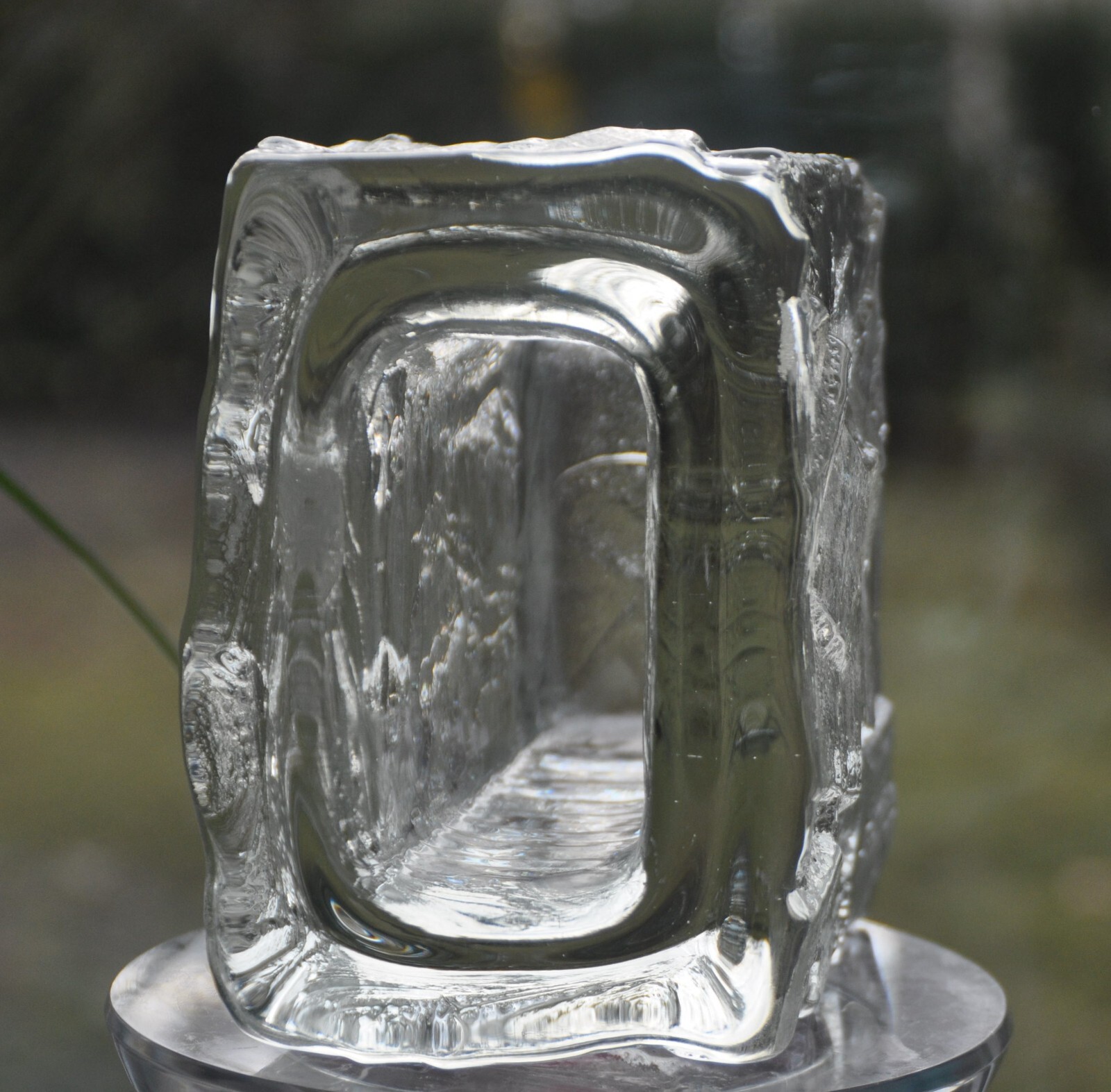 Original Signed Modern Glass Vase GOTE AUGUSTSSON Ruda Sweden White 13 cm