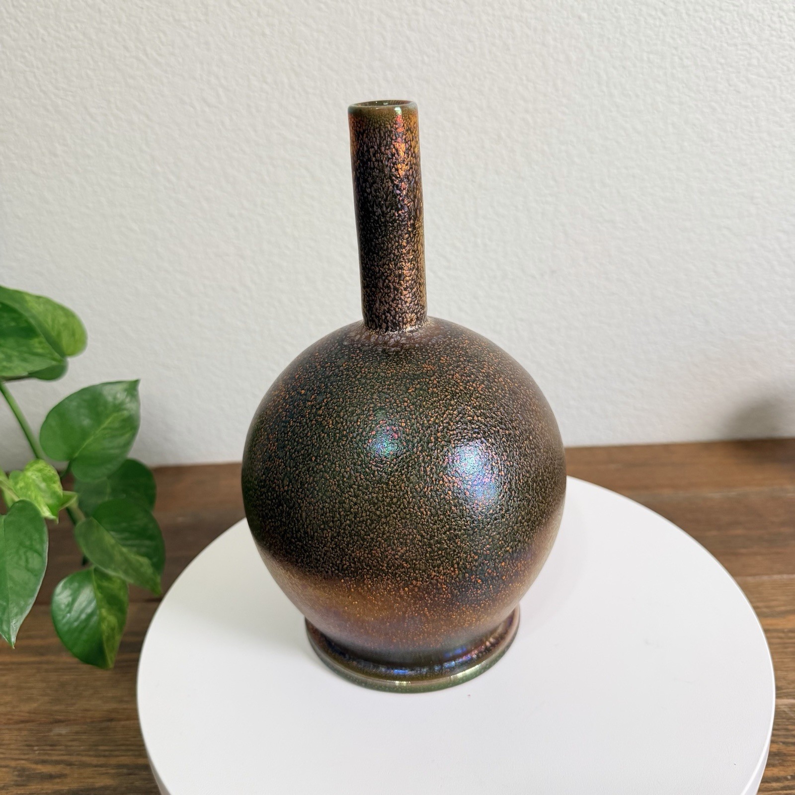 Mid Century Modern Netherlands Mobach Ceramic Vase Metallic Glaze RARE