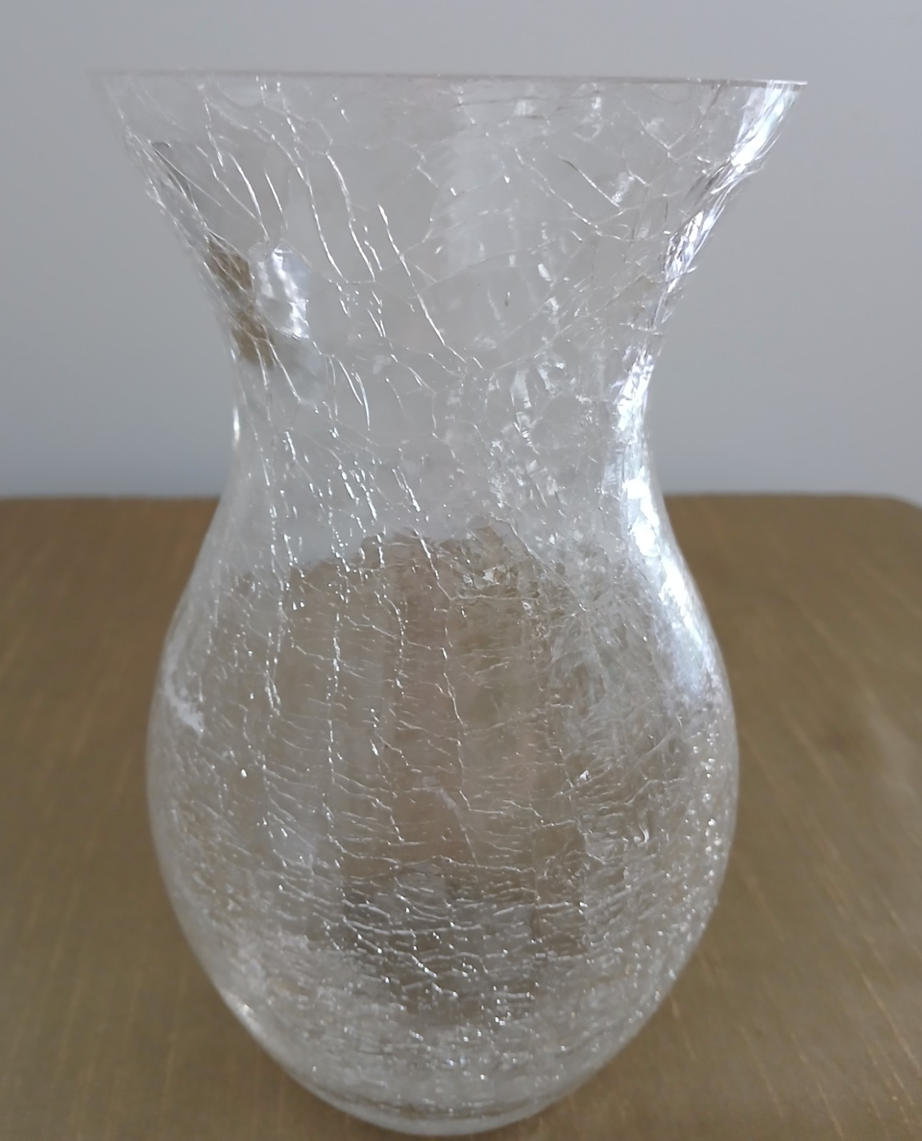Vintage Clear Crackle Glass Vase