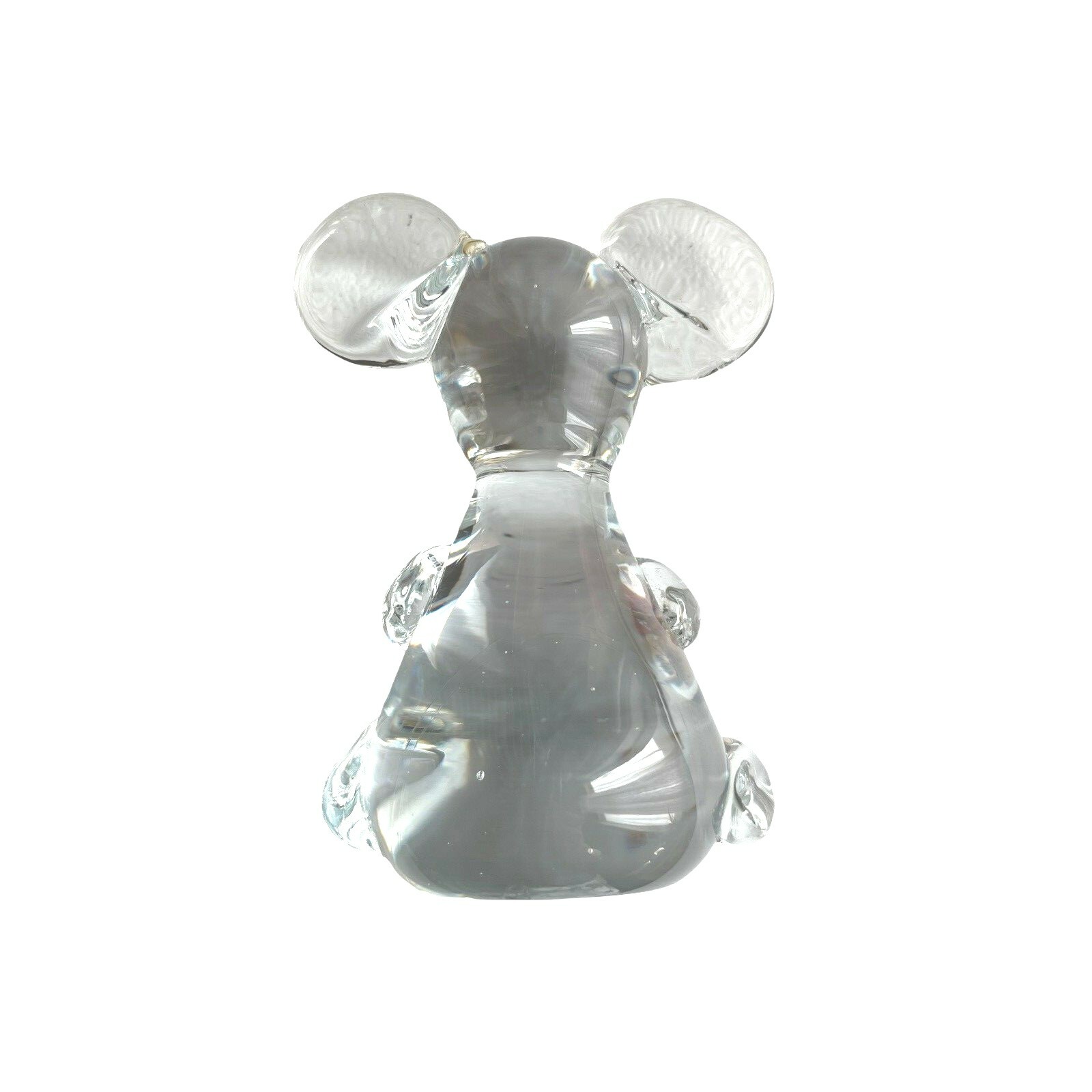 Glass Mouse Figurine Paperweight Clear Mouse Polished Bottom Few Bubbles