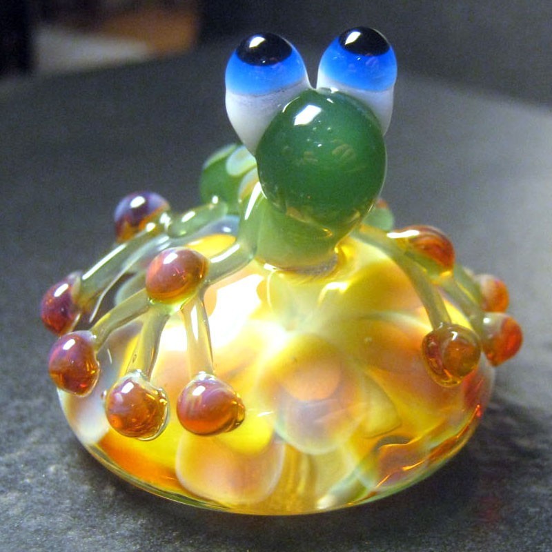 Boomwire – Glass Flower Frog mini paperweight lampwork handmade contemporary