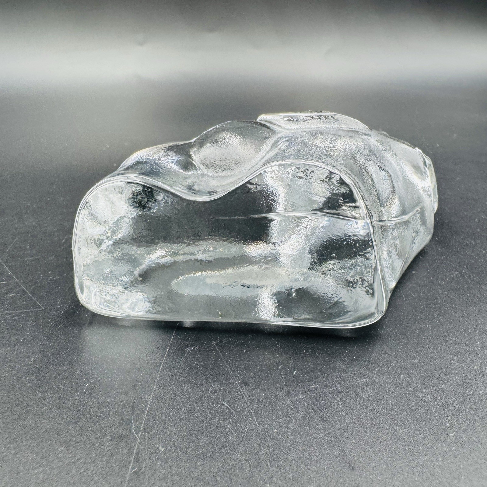 Blenko Elephant Trunk Up Clear Art Glass Paperweight Figurine USA Art Luck Decor