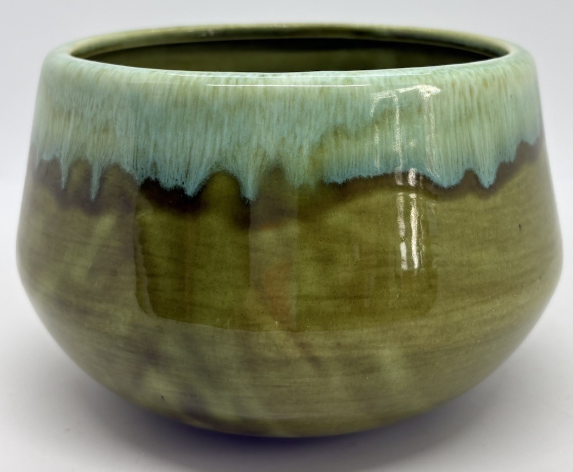 California Pottery Planter Pot Vintage Mid-Century Green Drip Glaze