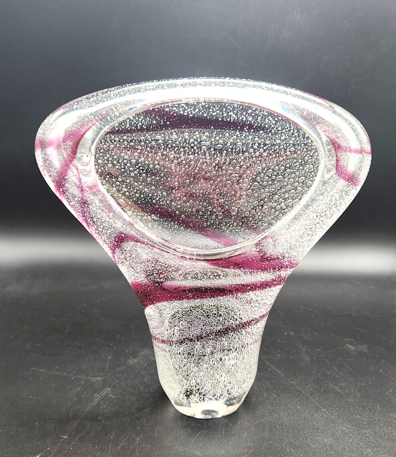 Signed Adam Jablonski Art Glass Sculpture Modern Contemporary Abstract Purple