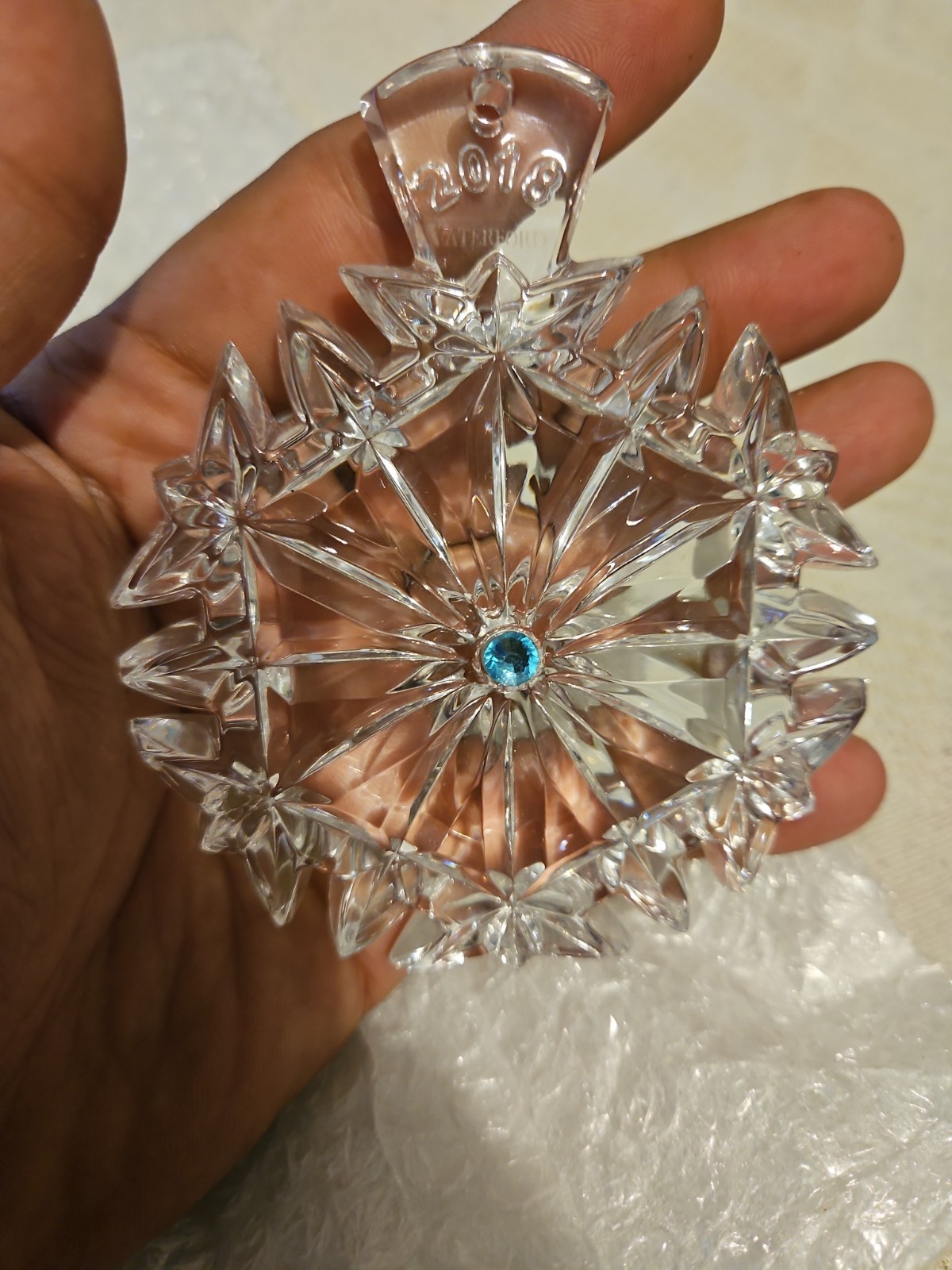 WATERFORD Crystal 2018 Snowflake Wishes “Happiness” Christmas Ornament 8th