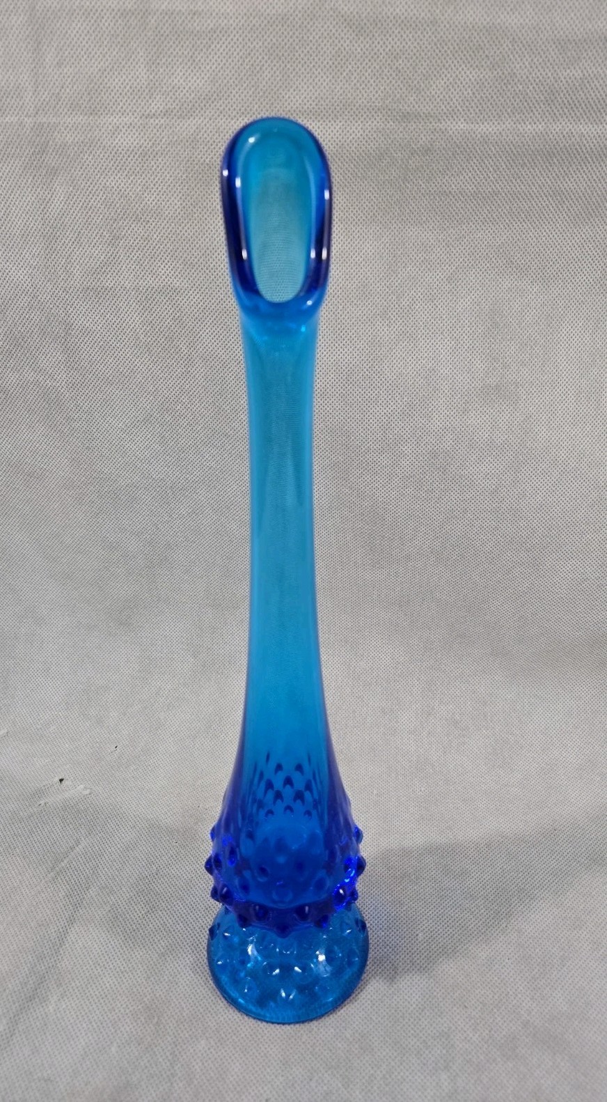 Vintage Fenton Cobalt Blue Glass Hobnail Swung Vase 11.5″ Pedestal Bud Vase