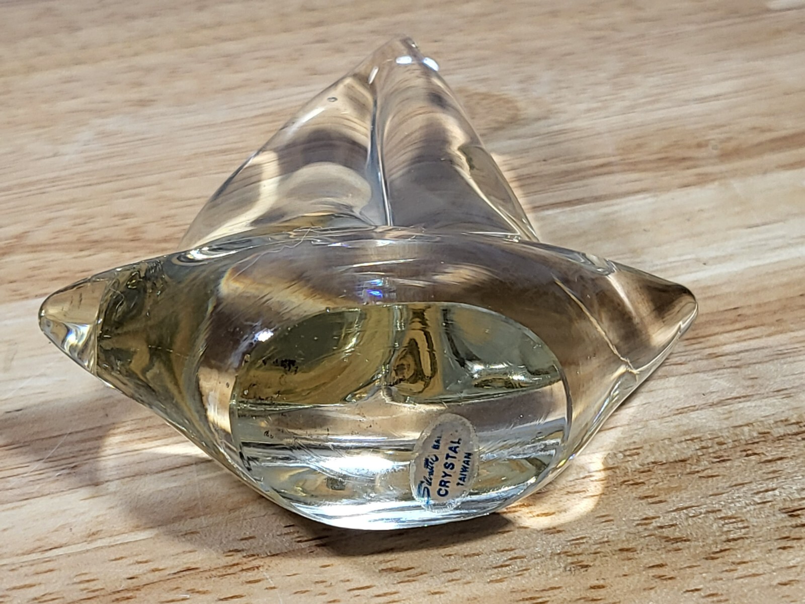 Silvestri Blown Art Glass Sailboat Clear Glass Paperweight / Figurine / Vintage