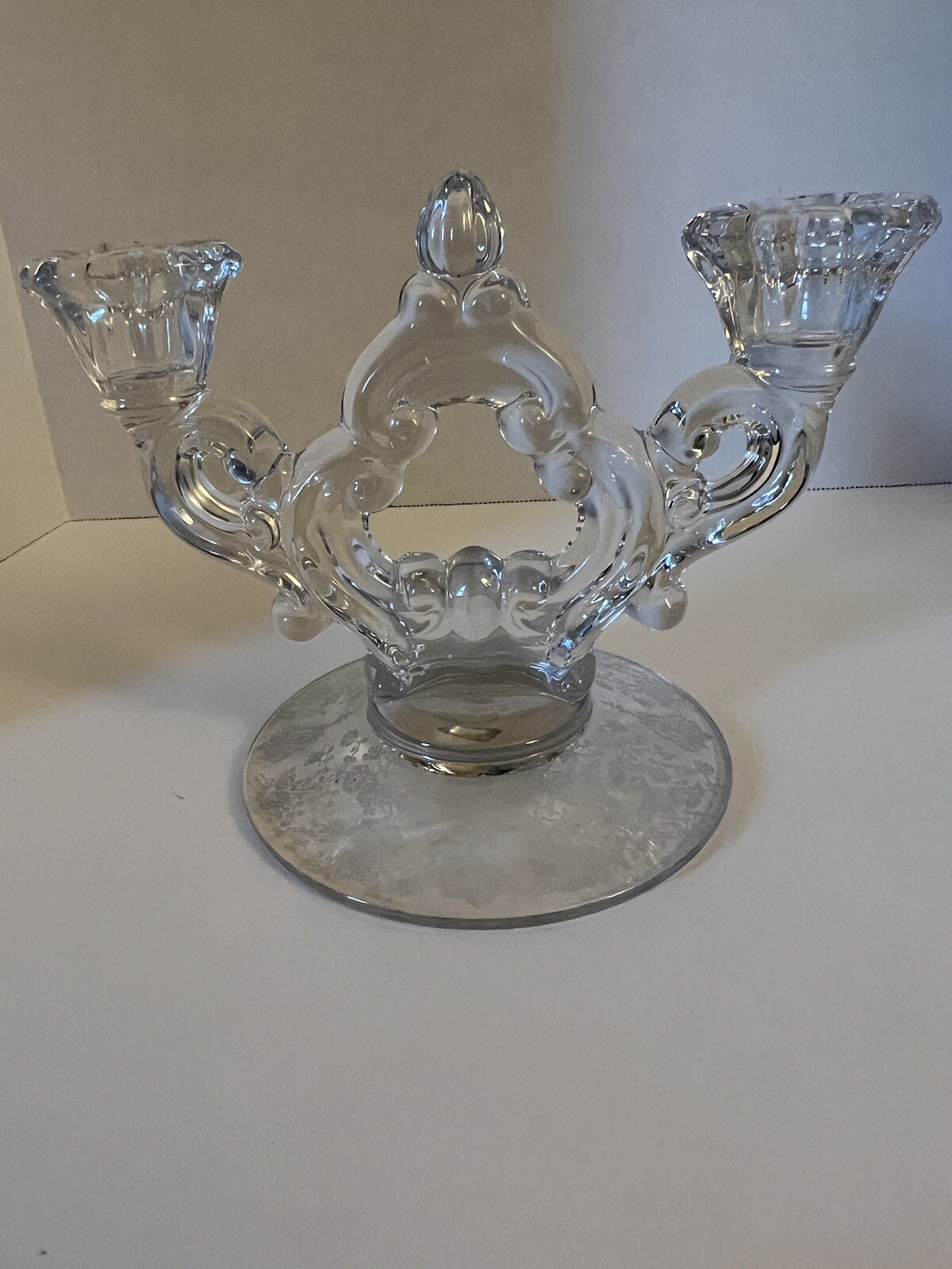 Cambridge Rose Point Keyhole Candle Holder Pair