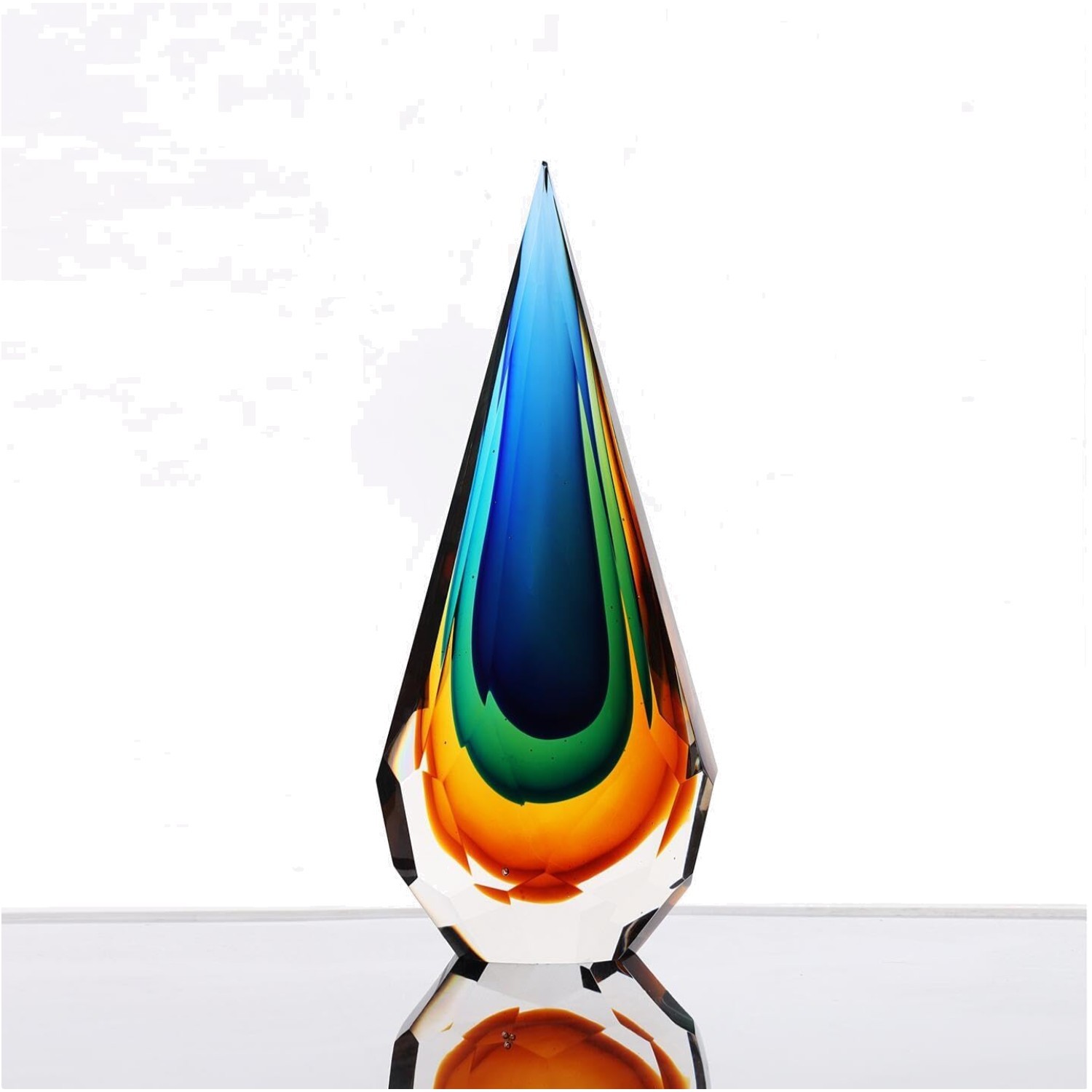 Unique Handmade Murano Glass Teardrop Sculpture – Elegant Art Deco Decor