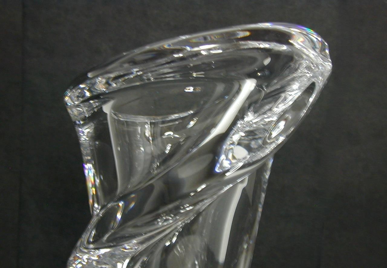 Vtg Art Vannes Le Chatel Calla Lily Lead Crystal 7 ½” Vase France MCM Modernist