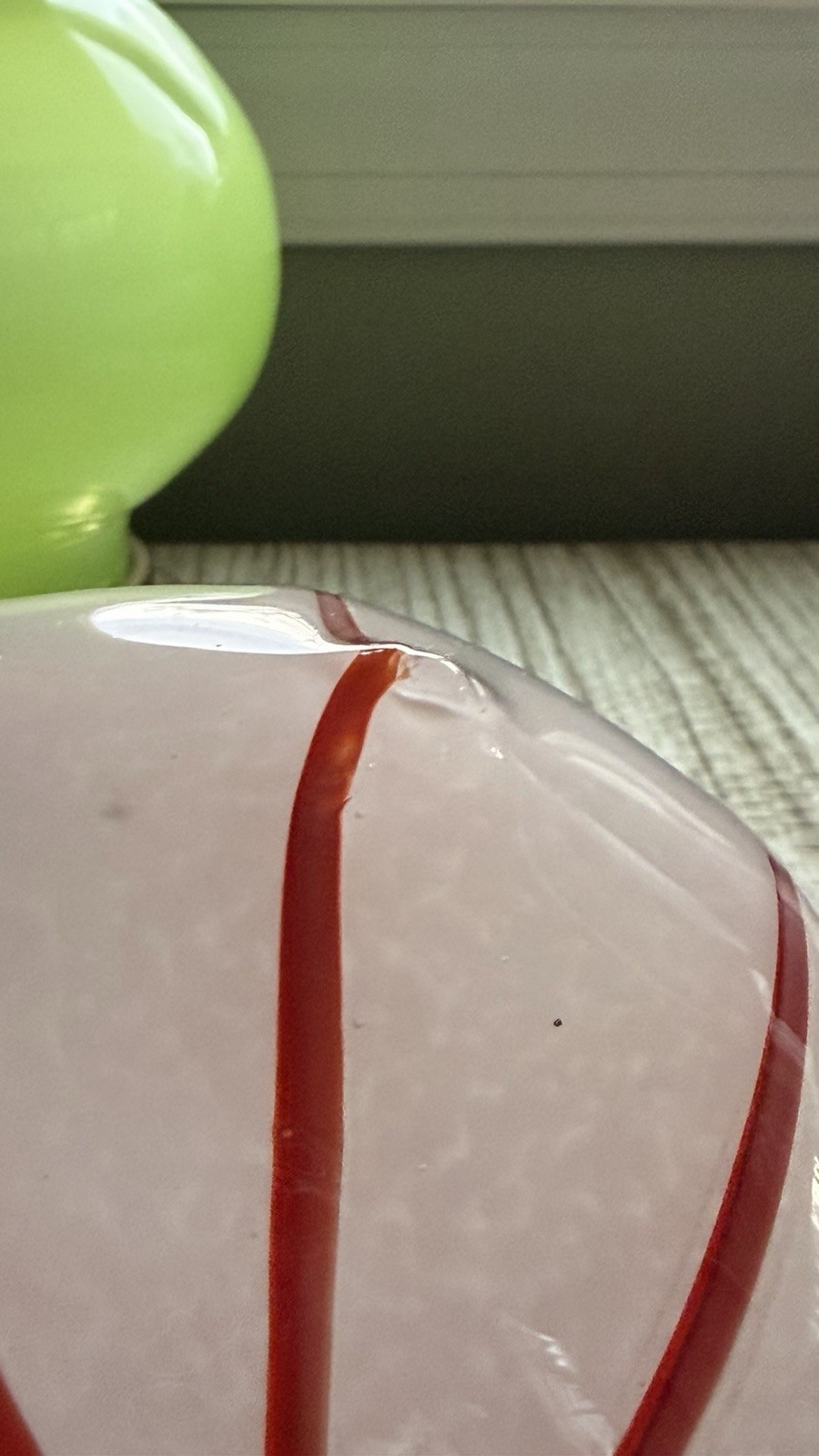 Signed Pablo Glass Studio Art Glass Handkerchief Vase – Red & White Striped – 6”