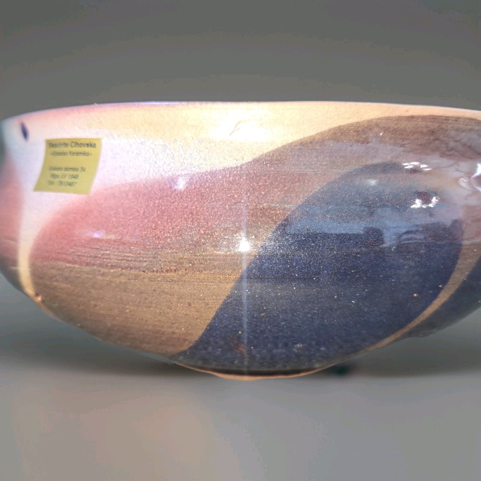 Vintage Latvia USSR Art Pottery Ceramic Bowl Vase Signed Skaidrīte Cihovska