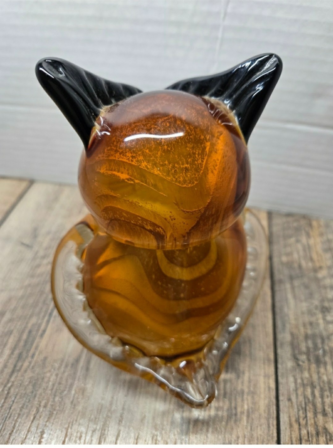Vintage Murano-style hand-blown art glass owl figurine