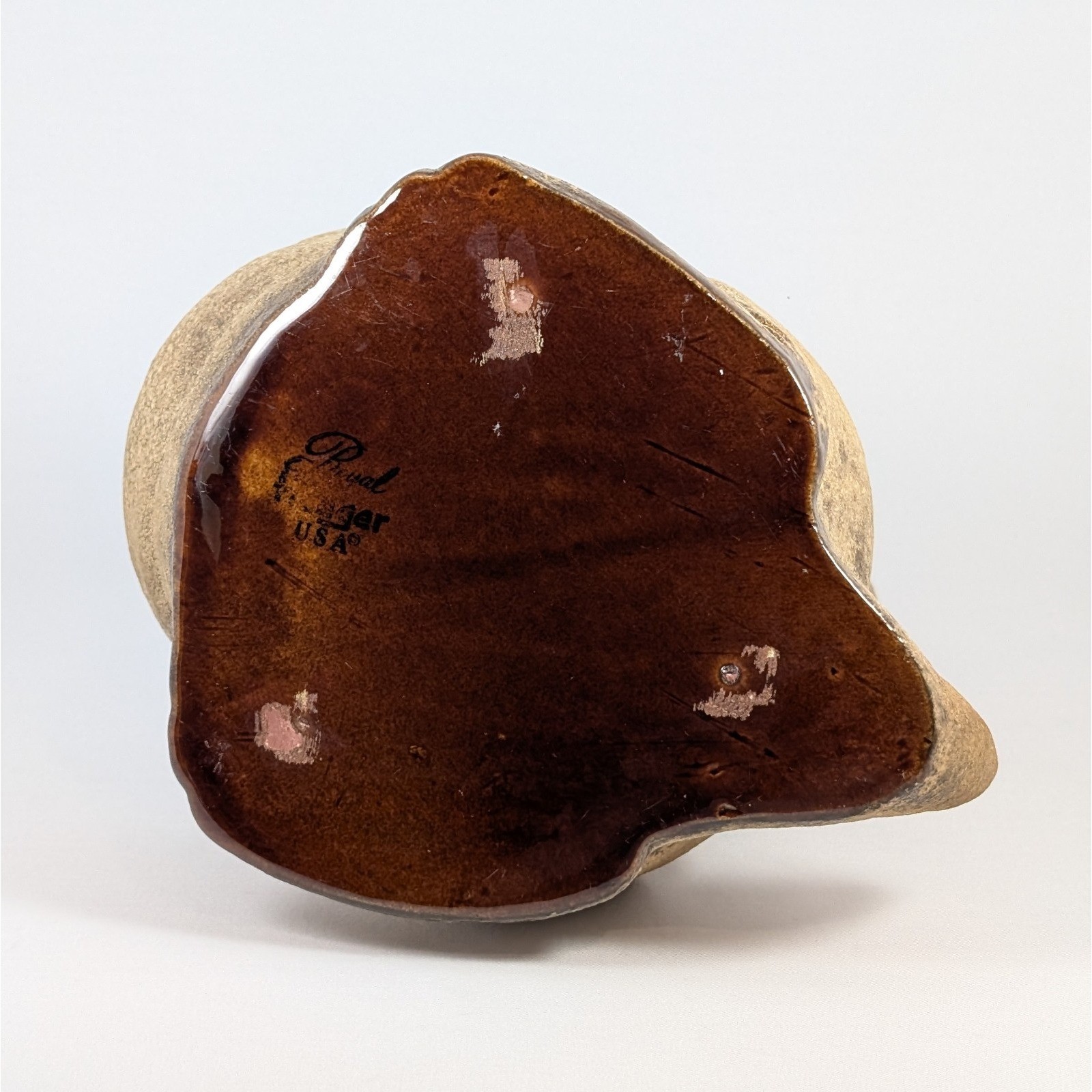 70s Royal Haeger Pottery Bennington Brown Foam Kangaroo Planter Pouch Lava Glaze
