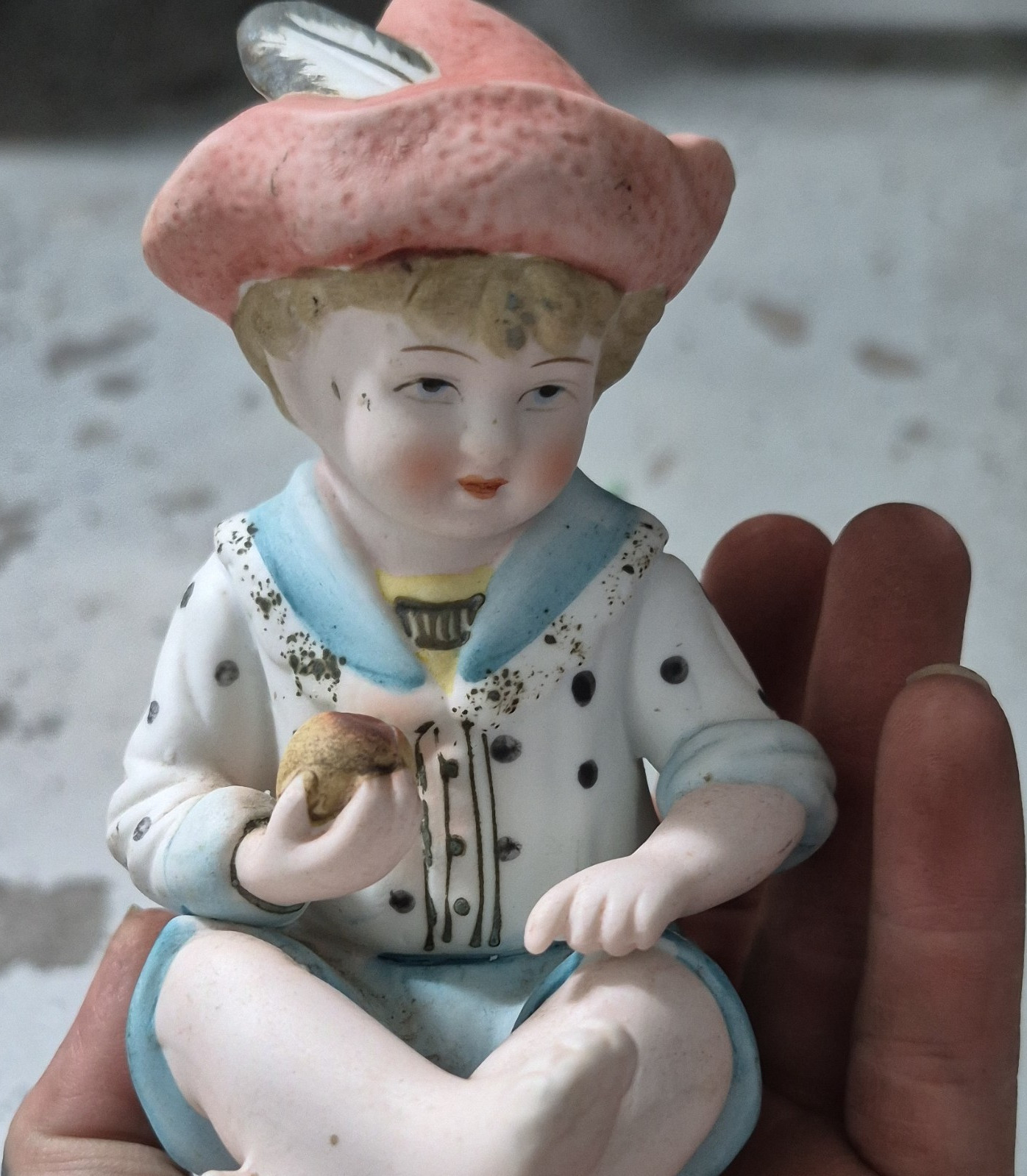 Andrea by Sadek Ceramic Boy Figurine Hand Painted Polka Dot Japan 6682