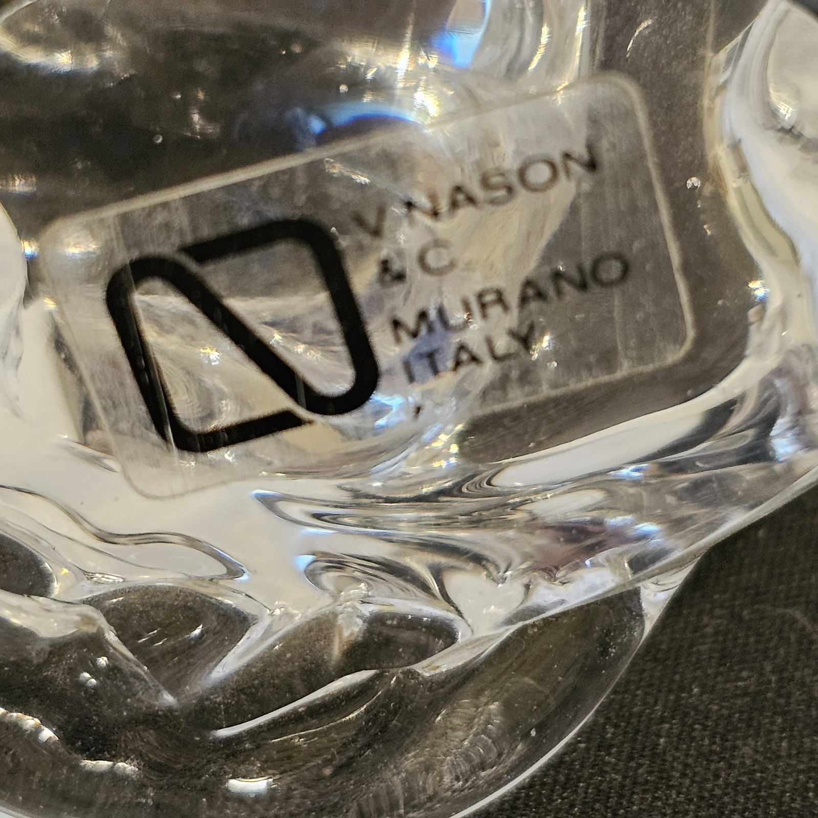 Murano Italy Glass Snail MCM V Nason And C Murano Sticker On Bottom 4×4.5×2.5in
