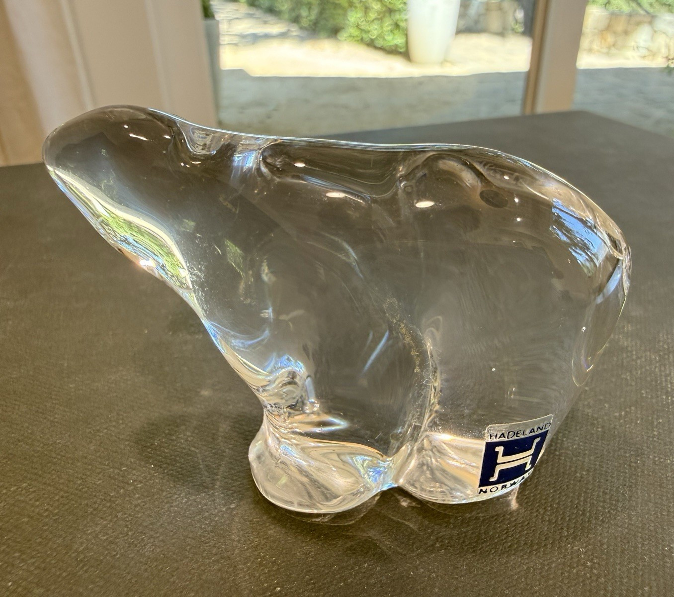 Hadeland Clear Art Glass Polar Bear Figurine Scandinavian Signed