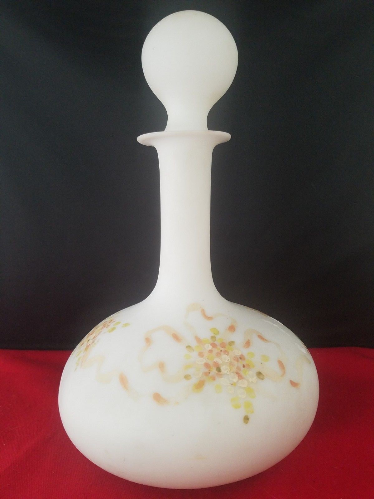 Antique Mt. Washington lusterless Boudoir satin glass bottle 9 1/4″h
