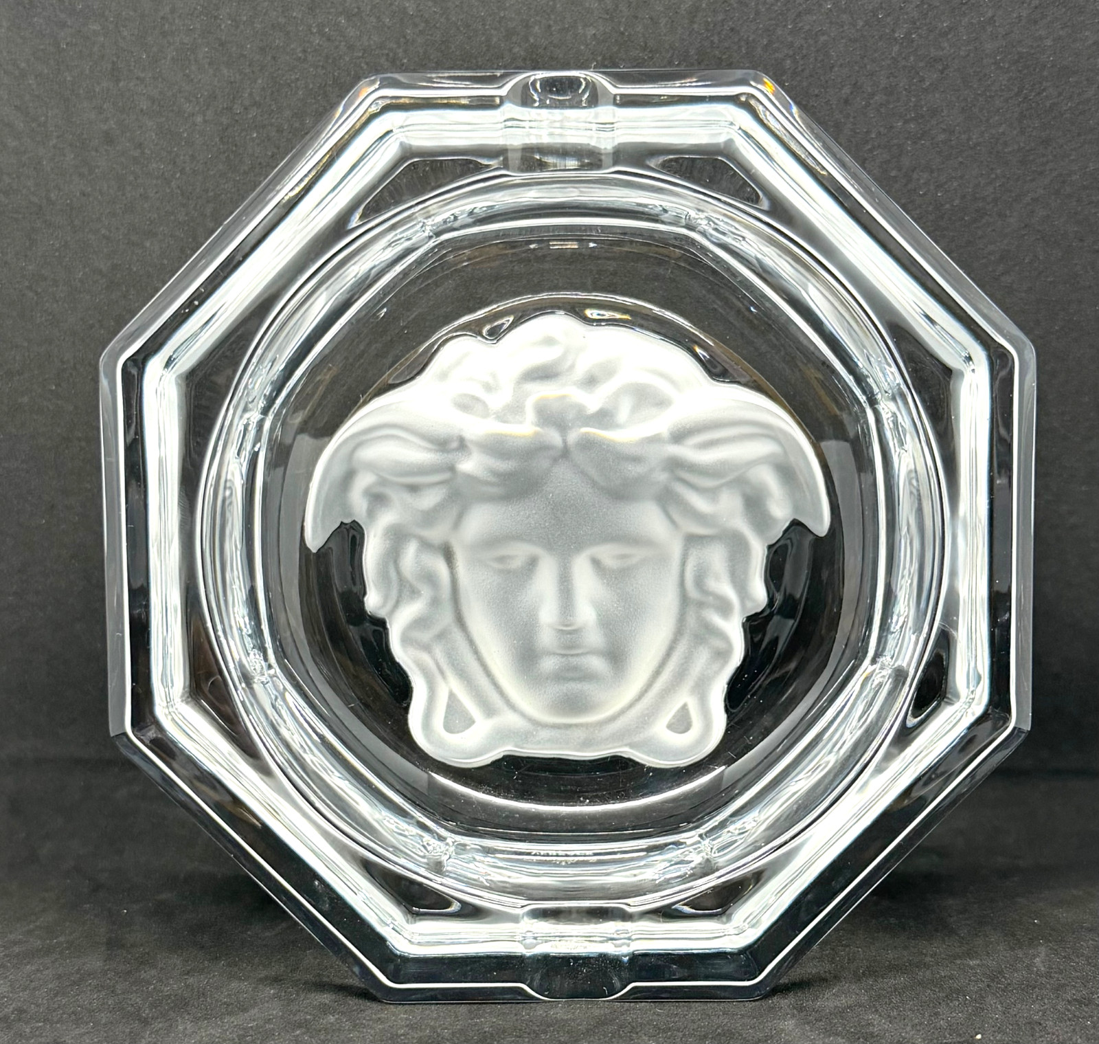 Versace Rosenthal Medusa Crystal Ashtray Clear Medium 13cm 6in w/Box