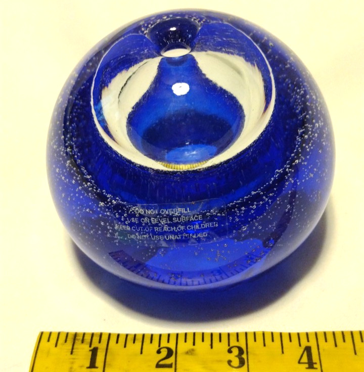 Kosta Boda Blue Moon Swirl Art Glass Oil Lamp / Paperweight Poland B2