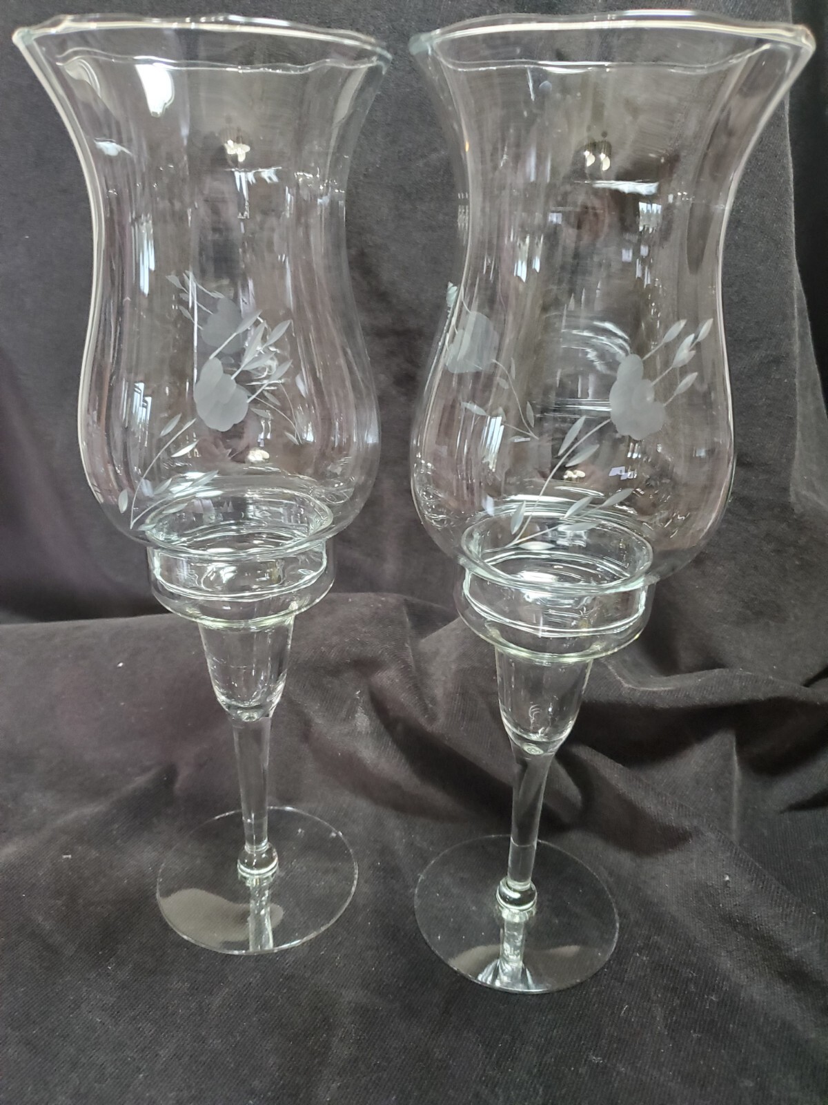 Princess House Crystal Heritage Hurricane Candle Lamps Set of 2