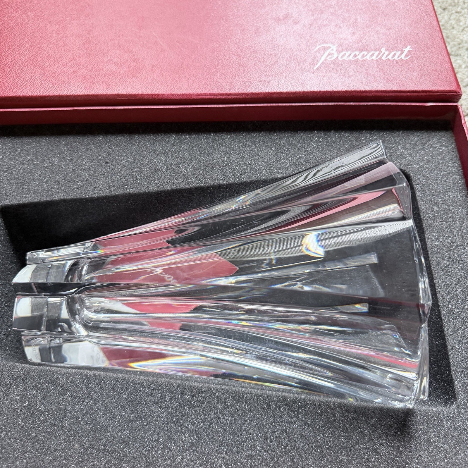 Large BACCARAT France Glass Polignac Crystal Twist FLOWER VASE 8,5inches