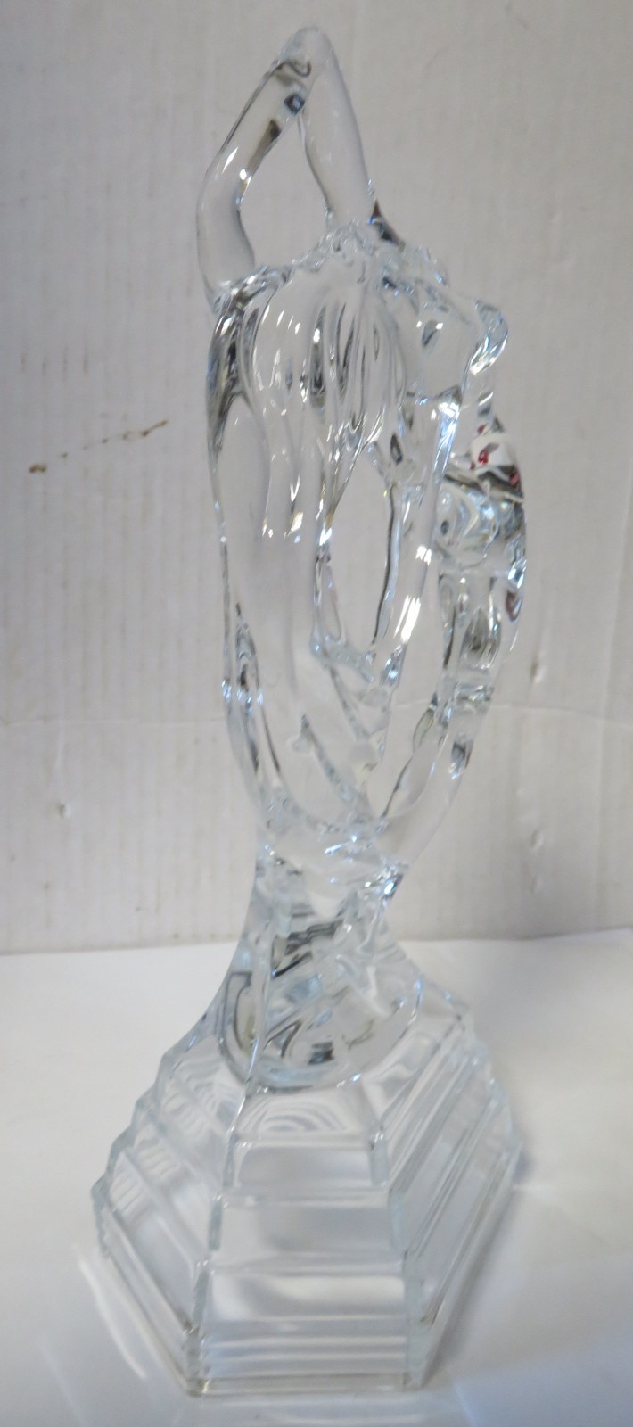 Art Deco Style Clear Glass Nude Dancer Figurine Sculpture Stepped Base Female