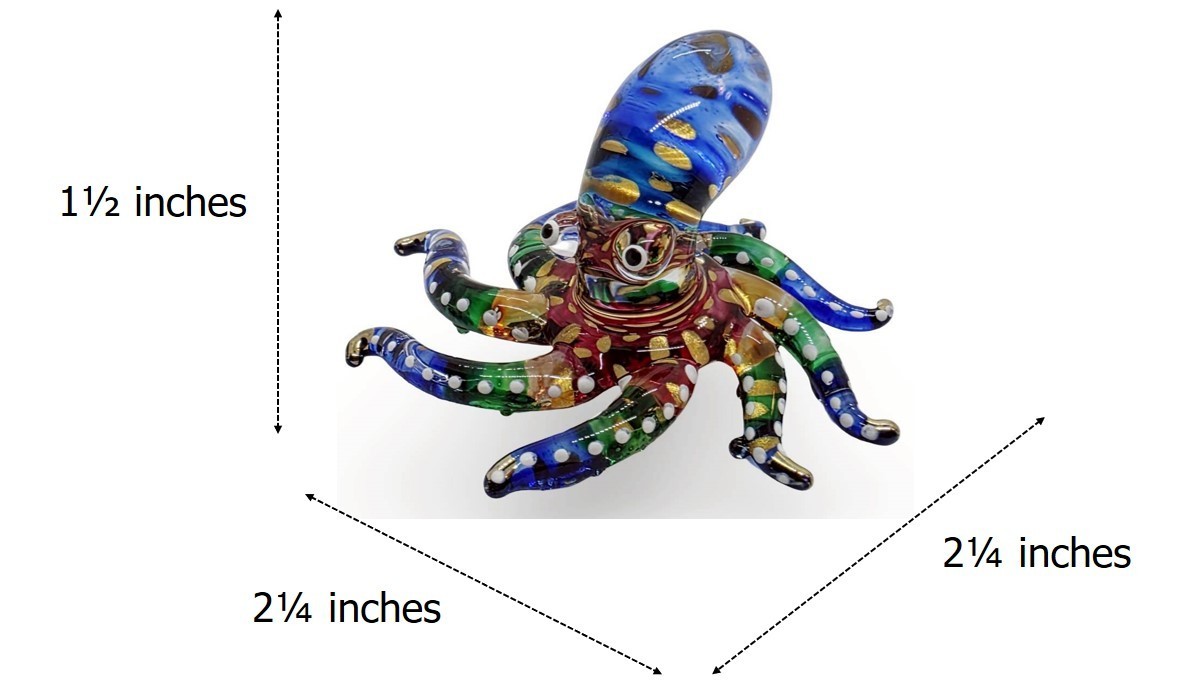 1½”L Octopus Glass Squid Miniature Aquarium Decor Sealife Animal Figurine Crytal