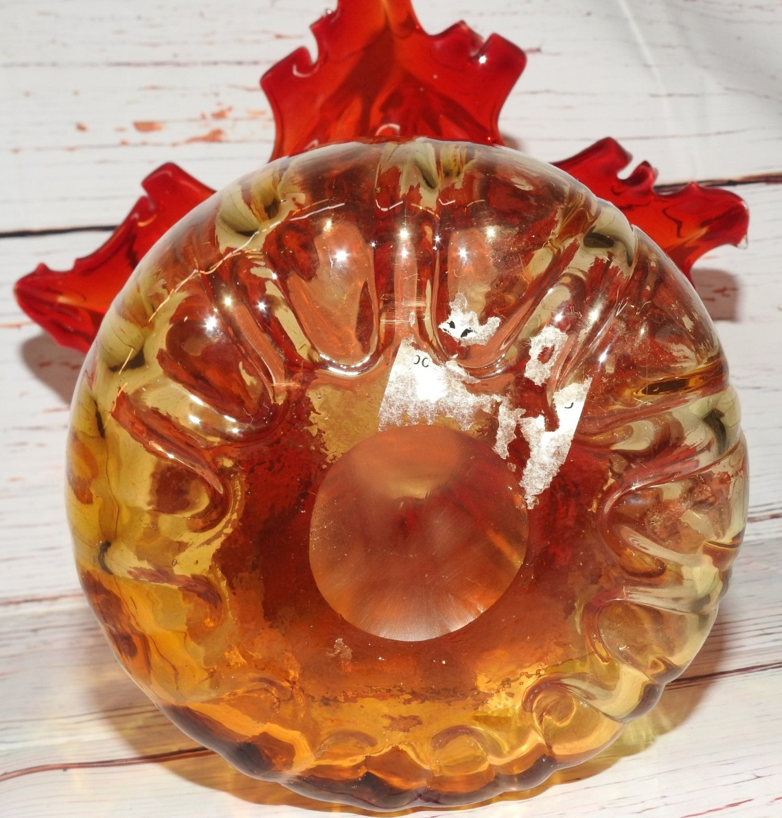 mcm Vintage Amberina Murano Glass Flame Art Vase 8″ Bottom, 10″ top, 8-3/4″ tall