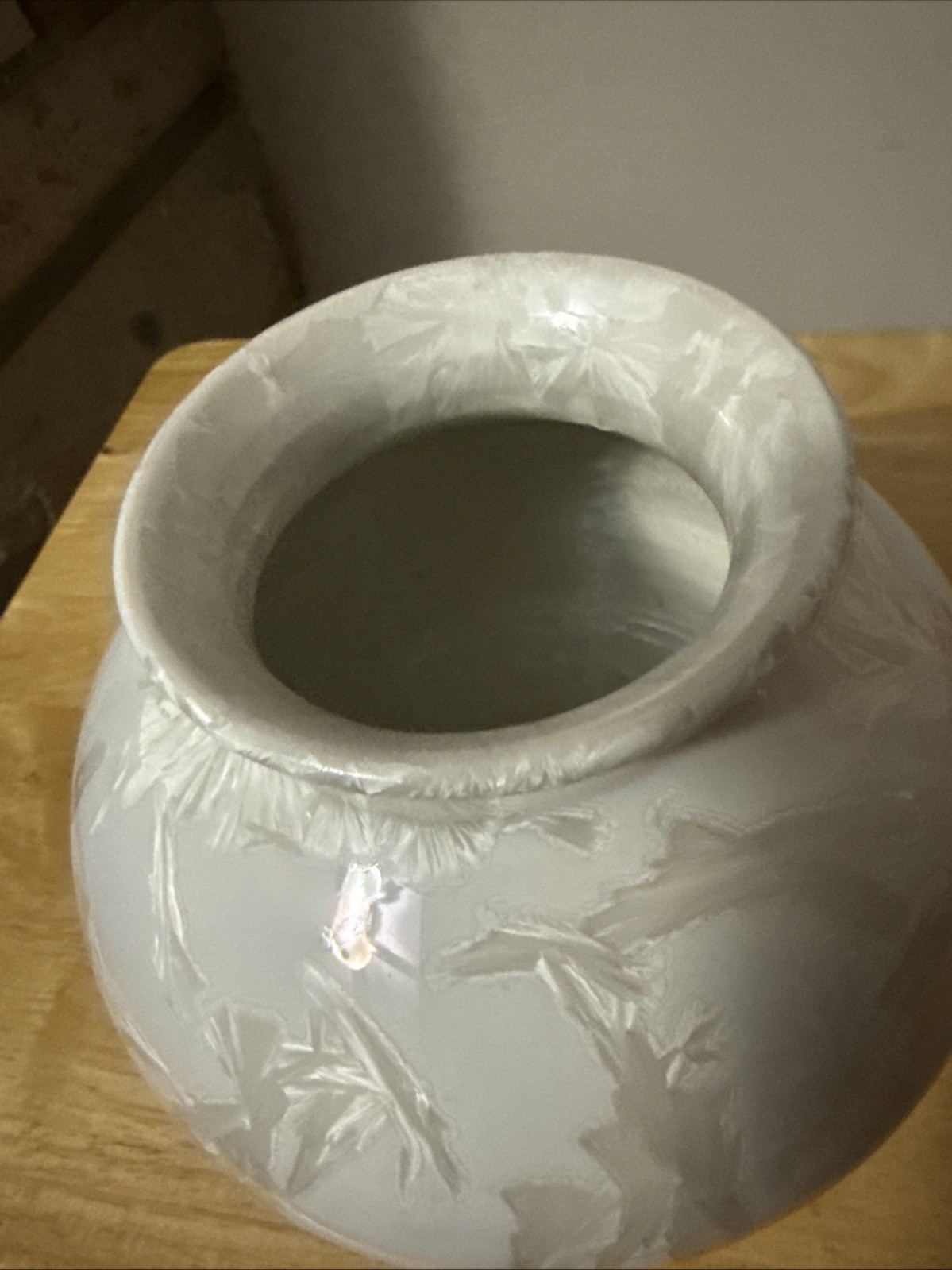 Vintage Dover Pottery Seagrove North Carolina White Crystalline Glaze Vase 1993